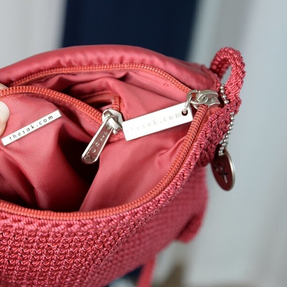 Woven Crochet Pink The Sak Crossbody Purse - Picture 2 of 5